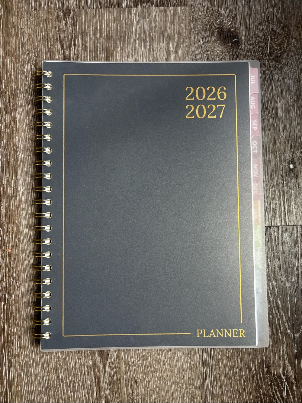 2026-2027 Navy Spiral Planner with Gold Accents